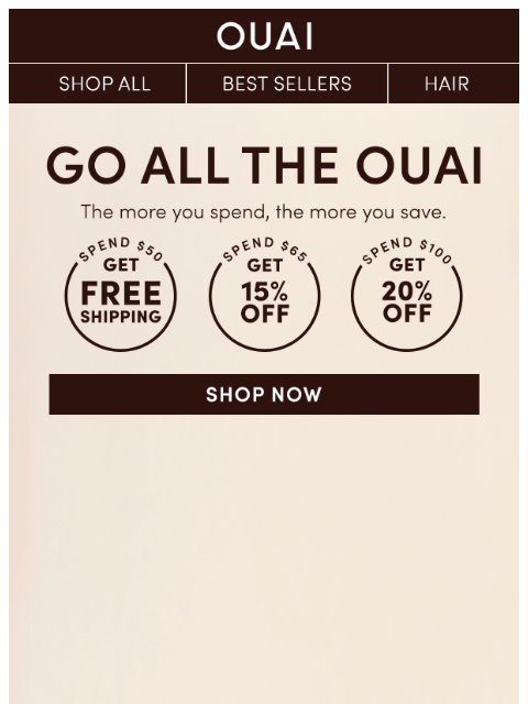 theouai newsletter: Buy more OUAI, save up to 20%