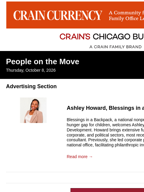 crainalerts newsletter: Crain's Chicago Business - People on the Move