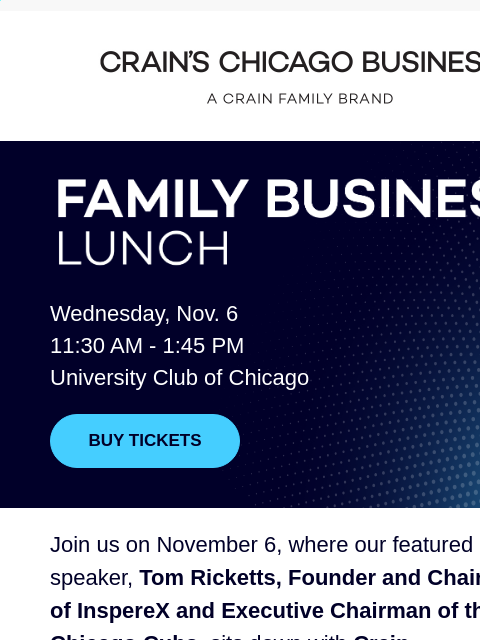 Secure Your Seat for Crain's Family Business Lunch ‌ ‌ ‌ ‌ ‌ ‌ ‌ ‌ ‌ ‌ ‌ ‌ ‌ ‌ ‌ ‌ ‌ ‌ ‌ ‌ ‌ ‌ ‌ ‌ ‌ ‌ ‌ ‌ ‌ ‌ ‌ ‌ ‌ ‌ ‌ ‌ ‌ ‌ ‌ ‌ ‌ ‌ ‌ ‌ ‌ ‌ ‌ ‌ ‌ ‌ ‌ ‌ ‌ ‌ ‌ ‌ ‌ ‌ ‌ ‌ ‌ ‌ ‌ ‌ ‌ ‌ ‌ ‌ ‌ ‌ ‌ ‌ ‌