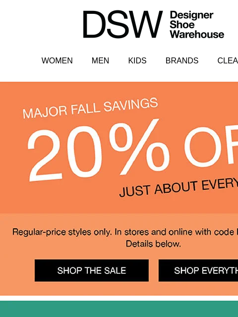 dsw newsletter: 20% off fallโs top trend ๐