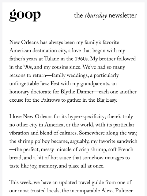 goop newsletter: the Thursday newsletter