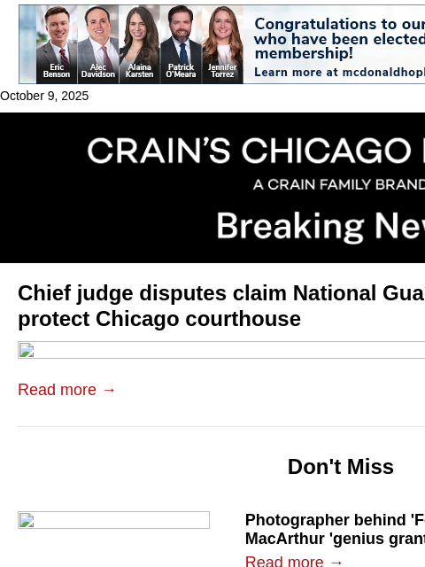 crainalerts newsletter: Judge denies asking for National Guard at Dirksen ...