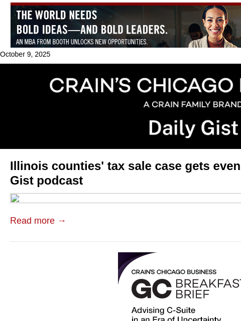 crainalerts newsletter: Illinois counties' tax sale case gets even shakier...