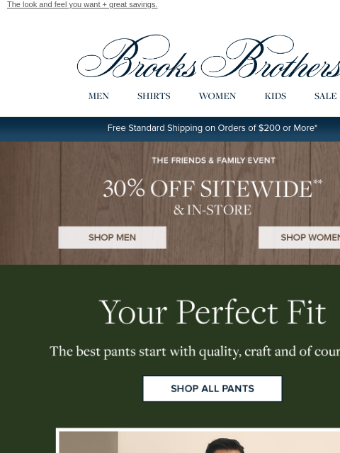brooksbrothers newsletter: 30% off the best fitting pants
