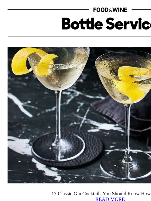 foodandwine newsletter: 17 Classic Gin Cocktails You Should Know How to Ma...