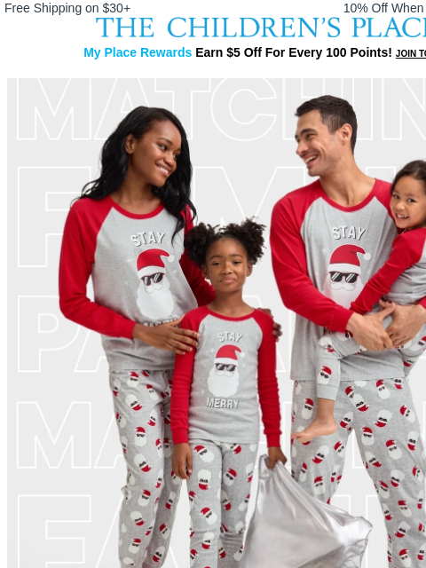 childrensplace newsletter: 50-75% off Pajamas for Everywhere🎄