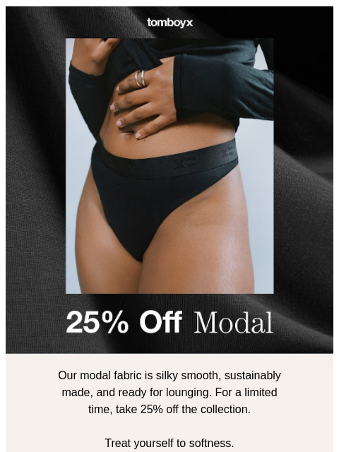 tomboyx newsletter: 25% Off Modal