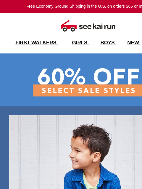 seekairun newsletter: Big Savings, Little Feet. Shop Our Sale Page