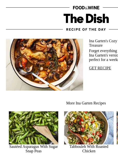foodandwine newsletter: Ina Garten's Coq au Vin