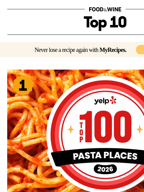 foodandwine newsletter: The No. 1 Pasta Restaurant in America