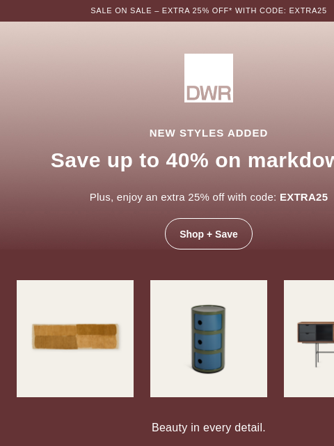 dwr newsletter: Sale on sale: New styles added