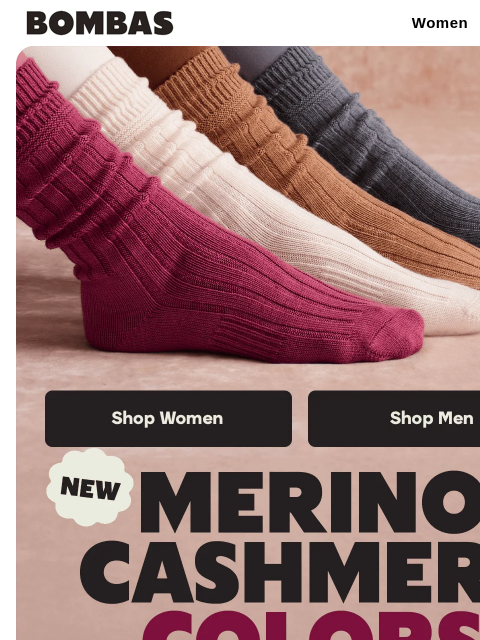 bombas newsletter: NEW Luxe Merino Cashmere Colors