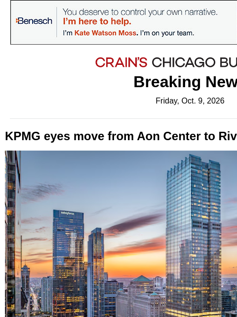 crainalerts newsletter: KPMG eyes move to LaSalle