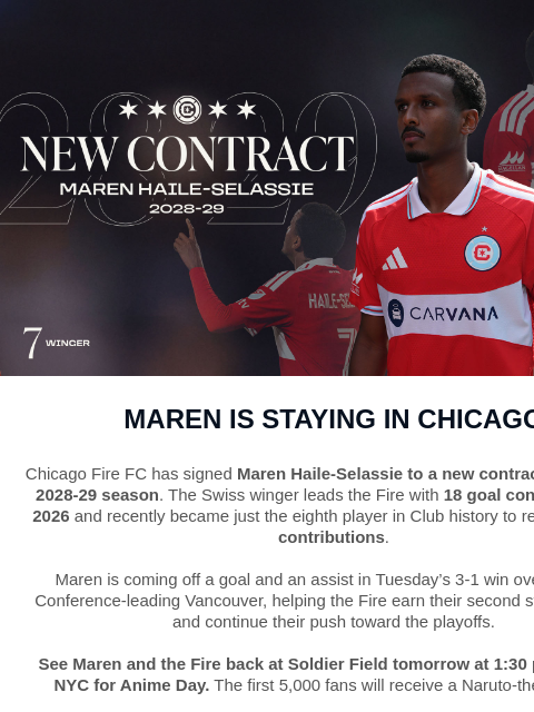 chicagofirefc newsletter: Maren is Staying in Chicago
