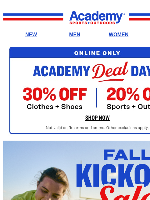 academy newsletter: Up to 30% Off Nike + Jordan Clothes | Fall Kickoff...