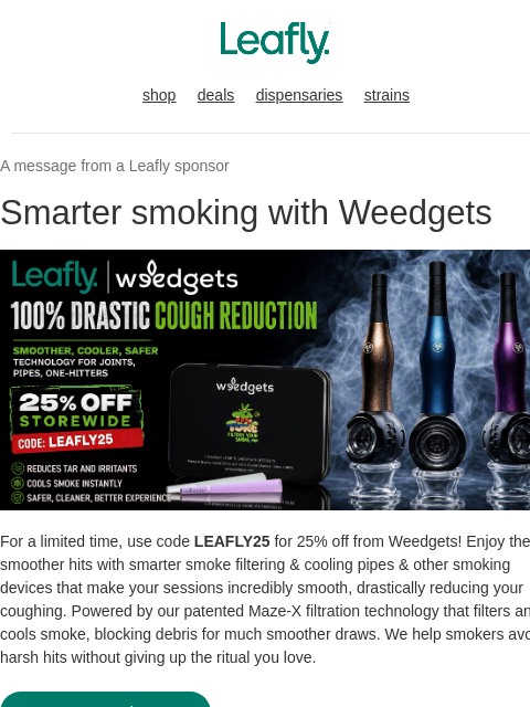 leafly newsletter: Reduce coughing with Weedgets 🍃