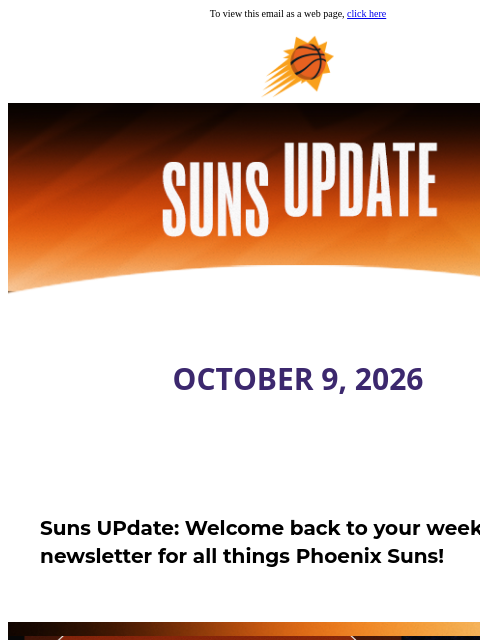 suns newsletter: Suns UPdate: Suns Basketball is Almost Here!