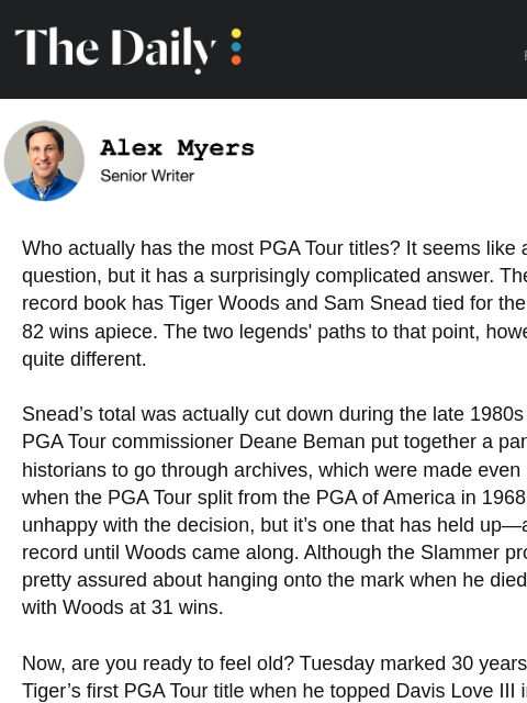 golfdigest newsletter: Who actually has the most PGA Tour titles?