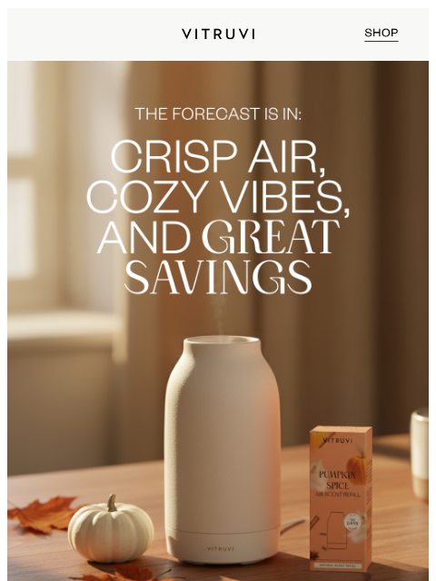 vitruvi newsletter: Todayโs Forecast: Autumn Air & SAVINGS ๐
