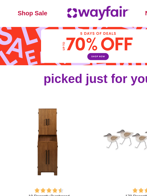 wayfair newsletter: DARTBOARDS AND CABINETSβ° π FIVE DAYS OF DEALS sta...