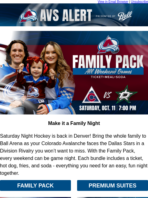 thecoloradoavalanche newsletter: 🏔️Make it a Family Night at Ball Arena