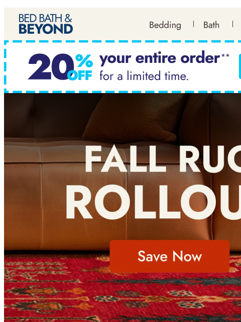 bedbathandbeyond newsletter: The Fall Rug Rollout is HERE