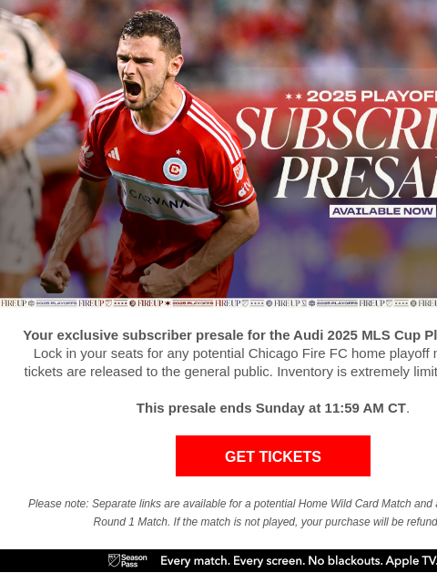 chicagofirefc newsletter: Your Exclusive Playoff Presale Is Live!