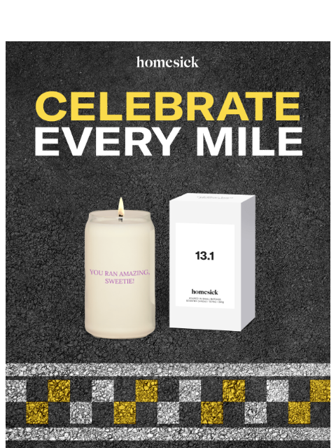 homesick newsletter: NEW: Marathon & Half-Marathon Candles