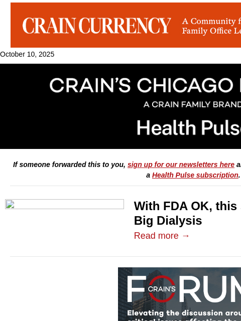 crainalerts newsletter: Startup targets kidney care giants