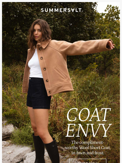 summersalt newsletter: This Fall Coat: ⭐️ ⭐️ ⭐️ ⭐️ ⭐️