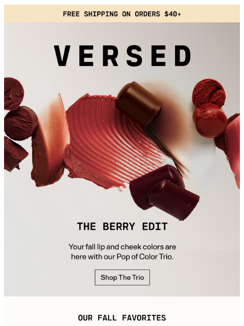 versedskin newsletter: Your Fall Lip & Cheek Edit