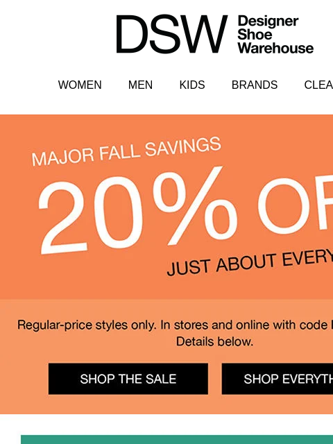dsw newsletter: 20% OFF + the latest fall-ready styles