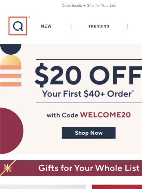 qvcemail newsletter: Your First Gift: $20 Off!