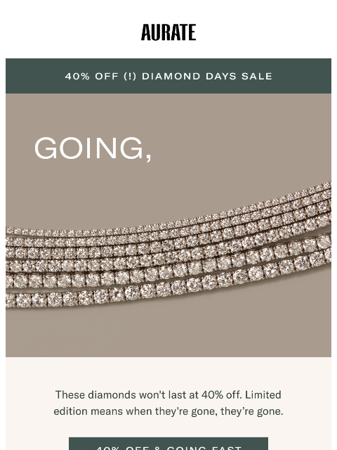 auratenewyork newsletter: 40% OFF WON’T LAST