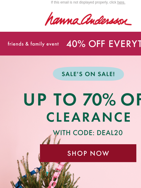 hannaandersson newsletter: Ending Today ⚠️ 40% Off + Up To 70% Off Clearance