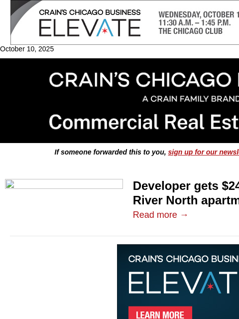 crainalerts newsletter: River North project gets $24M construction loan