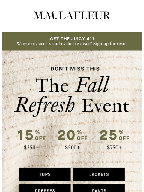 mmlafleur newsletter: Don’t miss this: The Fall Refresh Event