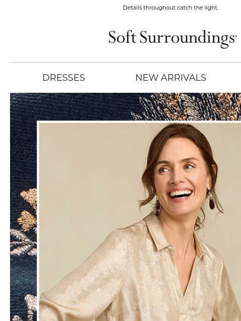 softsurroundings newsletter: A Shimmering Top Starts the Look