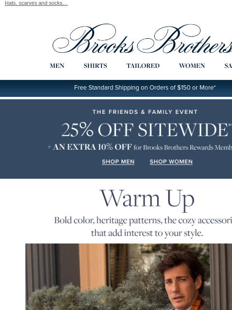 brooksbrothers newsletter: Small luxuries: 25% off cashmere & wool accessorie...