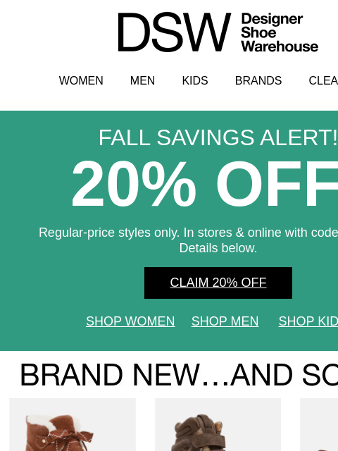 dsw newsletter: 20% off ends tomorrow 🚨