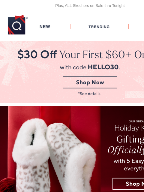 qvcemail newsletter: Cozy Steps with the Skechers TSV® + Get $30 Off