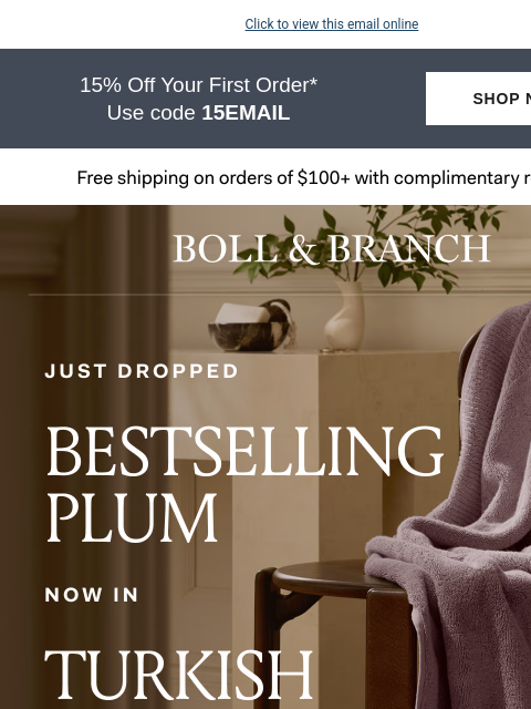 bollandbranch newsletter: 💜 Bestselling Plum, now in Turkish Bath
