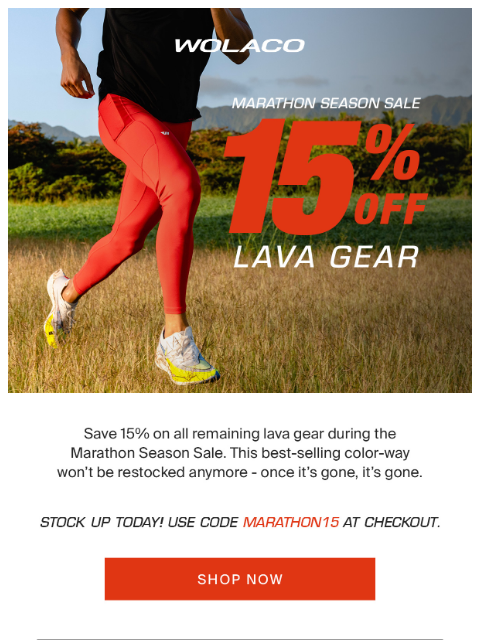 wolaco newsletter: FINAL LAP | Remaining Lava Gear on Sale 🔥