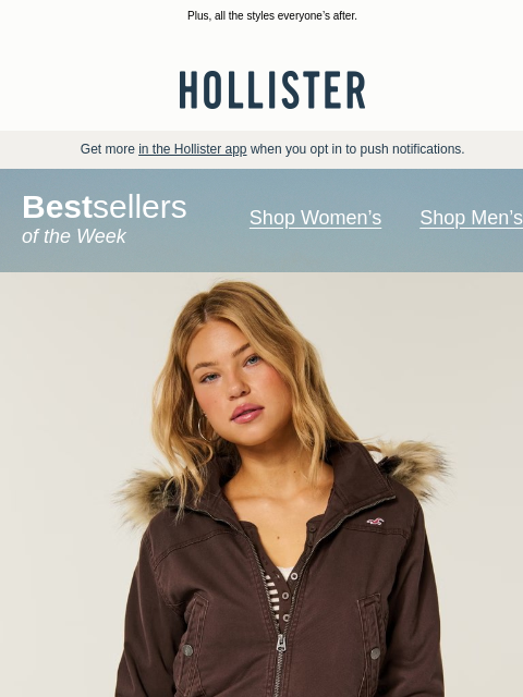 hollisterco newsletter: Bestselling Hollister Peyton jackets & puffers 😍