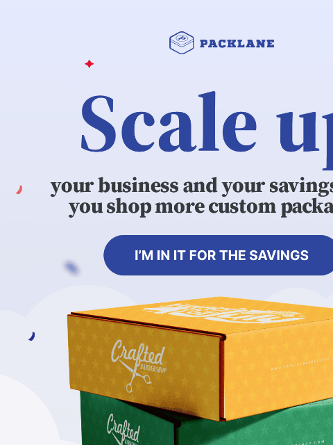 Free yourself from overpriced packaging. Packlane Scale up your business and your savings when you shop more custom packaging. Scale up your business and your savings when you shop more custom