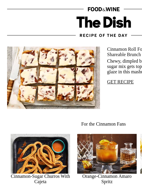 foodandwine newsletter: Cinnamon Roll Focaccia