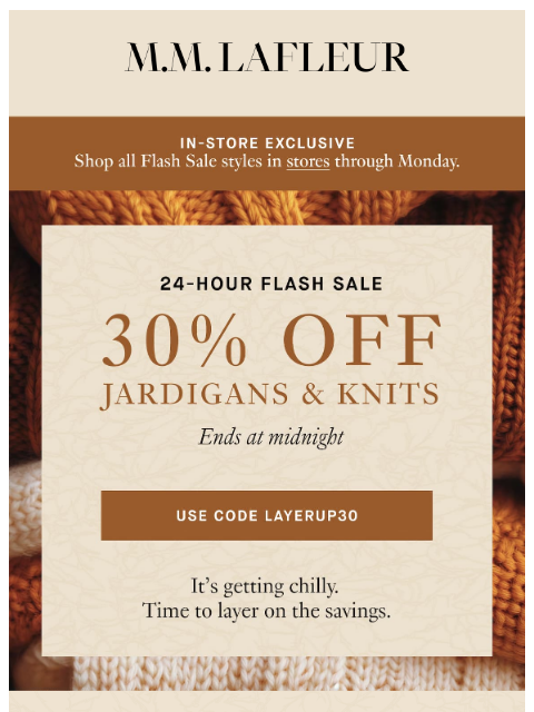 mmlafleur newsletter: NEW FLASH SALE: Ends at midnight.