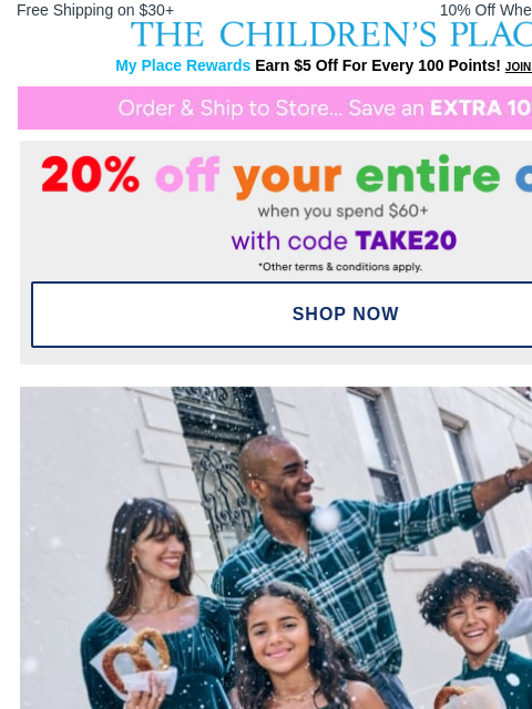 childrensplace newsletter: Holiday Party Looks for the Fam Up to 60% off ✨