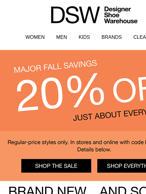 dsw newsletter: 20% off ends TOMORROW
