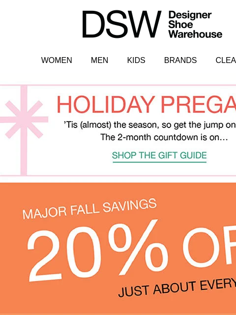 dsw newsletter: 20% off this top sneaker trend